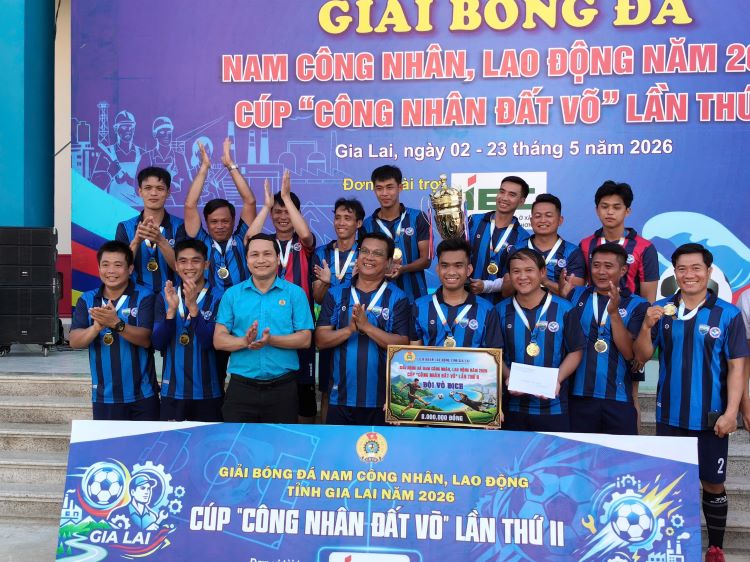 Trường THPT Chi Lăng vô địch giải bóng đá nam công nhân lao động tỉnh Gia Lai cúp “Công nhân đất võ” lần thứ II, năm 2026