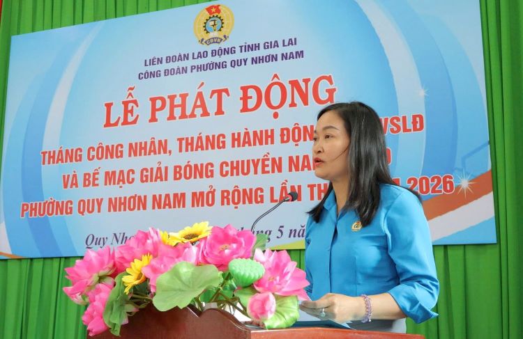 Phường Quy Nhơn Nam tổ chức Lễ phát động Tháng Công nhân và Tháng hành động vì An toàn vệ sinh lao động năm 2026